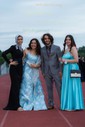 A-line Scoop Neck Satin Prom Dresses With Ruched