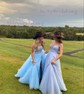Ball Gown V-neck Floor-length Tulle Prom Dresses