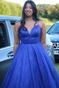 Ball Gown V-neck Floor-length Tulle Prom Dresses