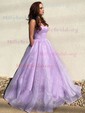 Ball Gown/Princess Sweep Train Scoop Neck Glitter Pockets Prom Dresses