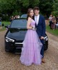Ball Gown V-neck Tulle Floor-length Ruffle Tiered Prom Dresses