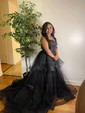 Ball Gown Sweetheart Tulle Sweep Train Tiered Prom Dresses