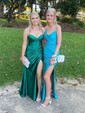 Sheath/Column Sweetheart Satin Corset Prom Dresses With Ruched