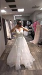 Ball Gown V-neck Tulle Sweep Train Wedding Dresses With Appliques Lace