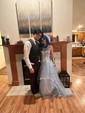 Princess Strapless Lace Tulle Ruffle Prom Dresses With Appliques