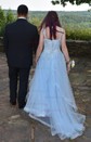 Princess Strapless Lace Tulle Ruffle Prom Dresses With Appliques