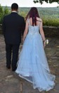 Princess Sweetheart Lace Tulle Sweep Train Appliques Lace Prom Dresses