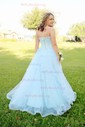 Princess Sweetheart Lace Tulle Sweep Train Appliques Lace Prom Dresses