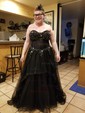 Princess Strapless Lace Tulle Ruffle Prom Dresses With Appliques