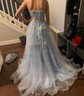 Princess Strapless Lace Tulle Ruffle Prom Dresses With Appliques