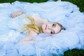 Princess Strapless Lace Tulle Ruffle Prom Dresses With Appliques