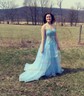 Princess Strapless Lace Tulle Ruffle Prom Dresses With Appliques