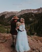 Ball Gown Off-the-shoulder Tulle Modest Prom Dresses With Puff Sleeve