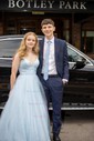 Ball Gown V-neck Floor-length Tulle Prom Dresses
