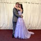 Ball Gown Scoop Neck Tulle Sweep Train Appliques Lace Prom Dresses