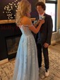 A-line Sweetheart Tulle Corset Prom Dresses With Appliques