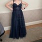 A-line Sweetheart Tulle Corset Prom Dresses With Appliques