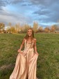 A-line Cowl Neck Satin Prom Dresses With Ruched