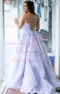 Ball Gown Scoop Neck Tulle Sweep Train Appliques Lace Prom Dresses