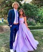 Ball Gown Scoop Neck Tulle Prom Dresses With Appliques