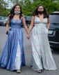 Ball Gown V-neck Glitter Floor-length Prom Dresses