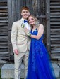 Ball Gown V-neck Tulle Prom Dresses With Appliques