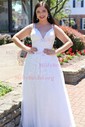 Ball Gown V-neck Lace Tulle Sweep Train Appliques Lace Prom Dresses