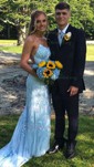 Mermaid Scoop Neck Tulle Prom Dresses With Appliques