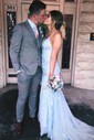 Mermaid Scoop Neck Tulle Prom Dresses With Appliques