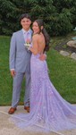 Mermaid Scoop Neck Tulle Prom Dresses With Appliques