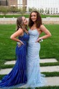 Mermaid Scoop Neck Tulle Prom Dresses With Appliques