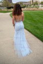 Mermaid Scoop Neck Tulle Prom Dresses With Appliques