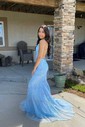 Trumpet/Mermaid Sweep Train Scoop Neck Tulle Lace Appliques Lace Prom Dresses