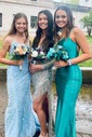 Mermaid Scoop Neck Tulle Prom Dresses With Appliques