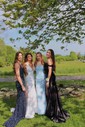 Mermaid Scoop Neck Tulle Prom Dresses With Appliques