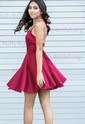 A-line Scoop Neck Silk-like Satin Short/Mini Homecoming Dresses With Split Front