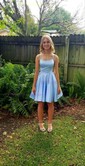 Green Backless A-line Satin Homecoming Dresses