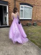 Ball Gown Scoop Neck Tulle Sweep Train Appliques Lace Prom Dresses