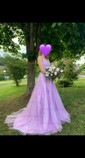 Ball Gown Scoop Neck Tulle Sweep Train Appliques Lace Prom Dresses