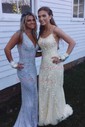 Mermaid Scoop Neck Tulle Prom Dresses With Appliques