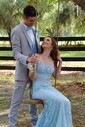 Mermaid Scoop Neck Tulle Prom Dresses With Appliques