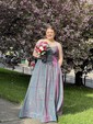Ball Gown Square Neck Glitter Prom Dresses With Ruched