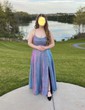 Ball Gown Square Neck Glitter Prom Dresses With Ruched