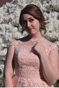 Ball Gown Illusion Chiffon Prom Dresses With Appliques