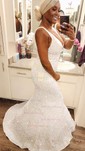 Sheath/Column V-neck Velvet Sequins Floor-length Prom Dresses