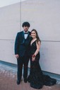 Mermaid V-neck Sparkly Velvet Sequin Backless Prom Dresses