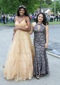 Princess V-neck Tulle Ruffle Prom Dresses