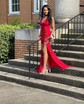 Sheath/Column V-neck Glitter Prom Dresses With Ruched