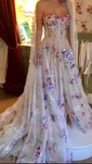 Ball Gown Strapless Tulle Floral Prom Dresses