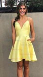 Elegant Skater Satin Ruched Homecoming Dresses